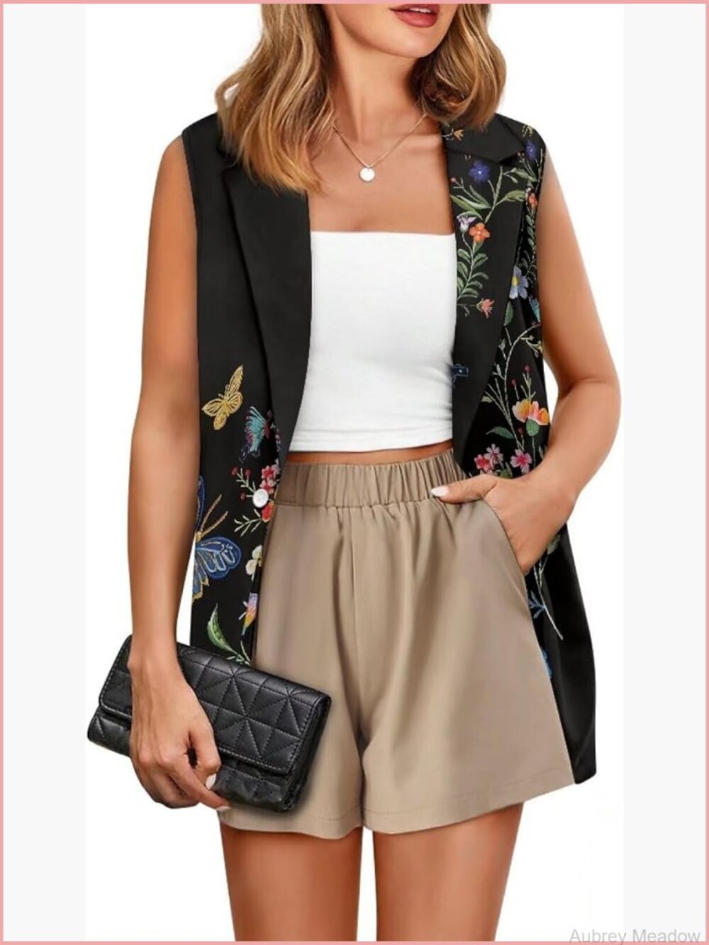 Women's Sleeveless Open Front Blazer Vest Casual Oversize Waistcoat